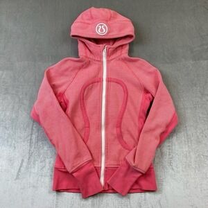 Lululemon Scuba Hoodie Pink Stripe Zip Up Womens Size 6